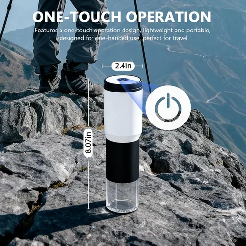 Miniatura 6 de Molinillo de café eléctrico portátil compacto, cuenta con una batería recargable integrada de 1300 mAh, ajustes de molienda ajustables para granos