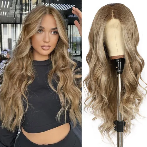 Miniatura 24 de SAPPHIREWIGS Peluca rubia con encaje frontal, pelucas largas y onduladas para mujer, pelucas de color rubio ceniza, resistentes al calor, para Mix