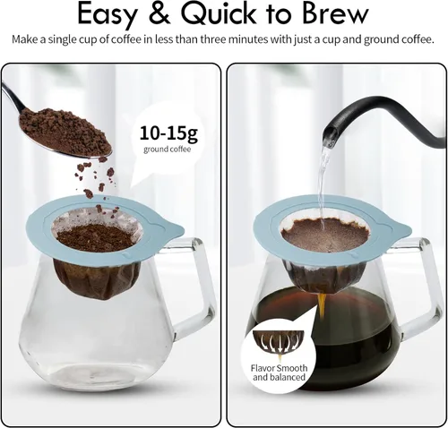 Miniatura 7 de Gotero portátil para verter sobre café, filtro de café reutilizable, cafetera para camping, cafetera de viaje (50, azul)