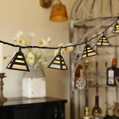 Miniatura 8 de Vigdur Guirnalda de luces tipo farol, tira de luces de estrella enchufable con 10 bombillas G40 transparentes y pantallas de plástico de estrella