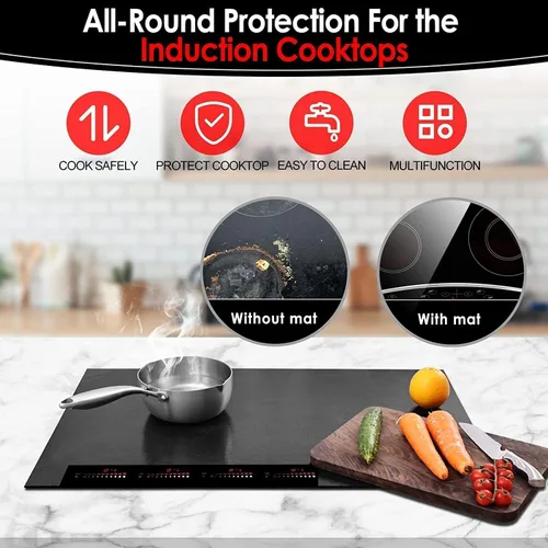 Miniatura 3 de KitchenRaku Protector de placa de inducción grande de 30.7 x 20.4 pulgadas, resistente al calor hasta 572 °F (572.0 °F), cubiertas de quemador
