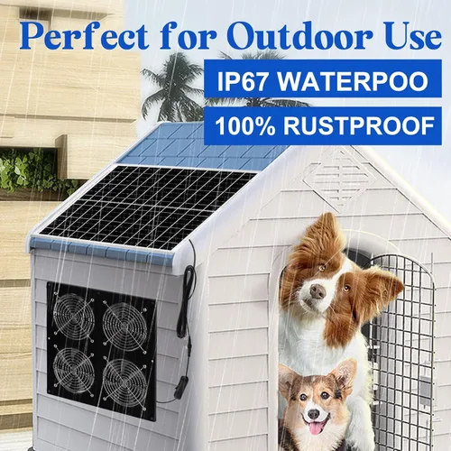 Miniatura 4 de Ventilador de escape solar para gallinero y ventilador alimentado con panel solar de 25 W y paquete de 4 ventiladores de CC sin escobillas de alta