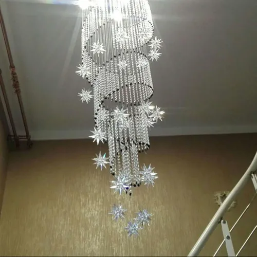 Miniatura 2 de Moderna lámpara colgante de cristal K9 con forma de gota de lluvia en espiral de cristal, lámpara colgante para sala de estar, hotel, escaleras