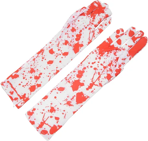 Miniatura 7 de Semme Guantes sangrientos de Halloween, 1 par de guantes horribles con efecto salpicado, accesorio de disfraz de cosplay para asesino