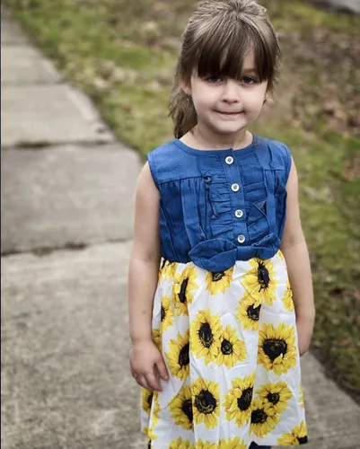 Miniatura 3 de Enlifety - Vestidos de princesas para niñas pequeñas sin mangas blusa de mezclilla y faldas de tutú con estampado floral vestido de verano de una