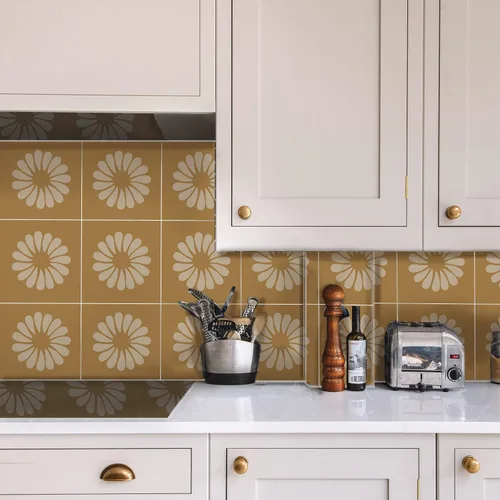 Miniatura 9 de Adhesivos de vinilo para azulejos de pared autoadhesivos, calcomanías impermeables para decoración de cocina, baño, línea ondulada de abulón, 6 x 6