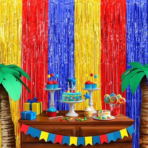 Miniatura 2 de LOLStar Decoraciones de fiesta de cumpleaños con temática de erizo, paquete de 2 suministros de fiesta de animales de dibujos animados dorados