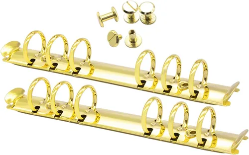 2 piezas de mecanismo de carpeta de 6 anillas A6, kit de reemplazo de mecanismo de cuaderno, clip dorado de metal, anilla redonda, encuadernación de