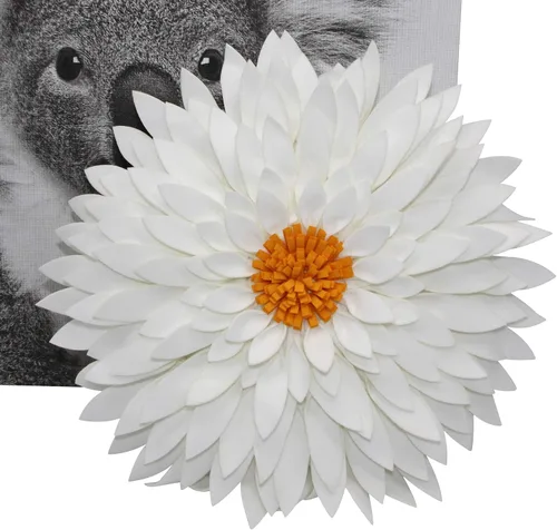 Miniatura 18 de Almohada decorativa 3D de flores de margarita, manta de girasol de 14.5 x 13 pulgadas, decoración redonda para el hogar para sofá y cama