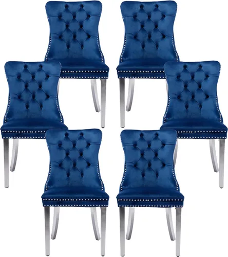 Miniatura 74 de Silla de comedor copetuda moderna de terciopelo para comedor, sillas de comedor tapizadas con remache de clavo, anillo trasero para cocina, comedor