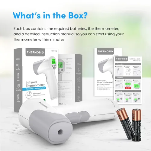Miniatura 6 de Termómetro de frente infrarrojo sin contacto de grado médico FSA-HSA elegible, resistente, termómetro digital tipo pistola para adultos y bebés, Gris