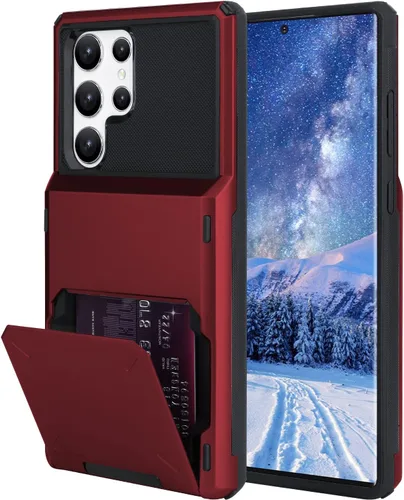 Miniatura 87 de Funda tipo cartera para Samsung Galaxy S22 Ultra con 4 ranuras para tarjetas de crédito a prueba de golpes, funda híbrida de protección reforzada