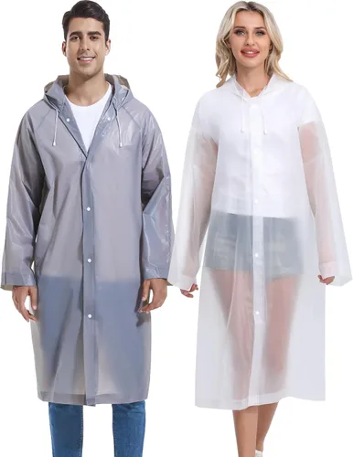 Miniatura 163 de 2 abrigos de lluvia de Borogo para adultos, chaquetas de lluvia reutilizables para hombres y mujeres