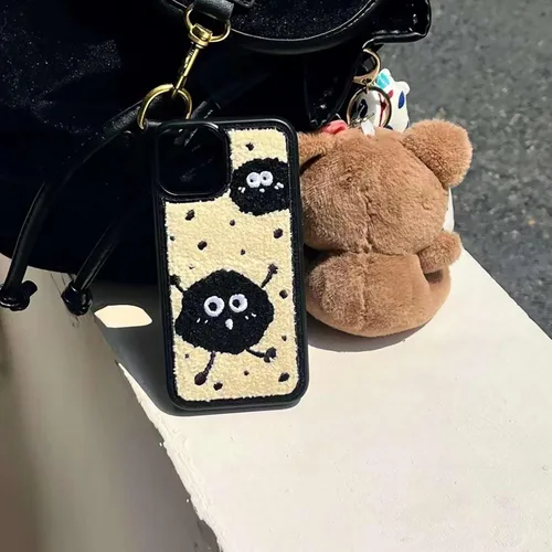 Miniatura 2 de Funda de briquetas linda y esponjosa para iPhone 14, 6.1 pulgadas (negro)