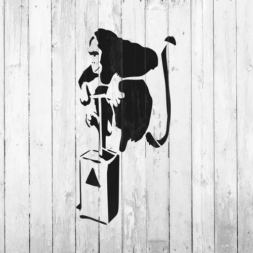 Miniatura 4 de Plantilla de monkey Bomb Banksy - Arte de pared de Banksy, impresiones de Banksy, plantilla de graffiti, arte de Banksy, lienzo de Banksy