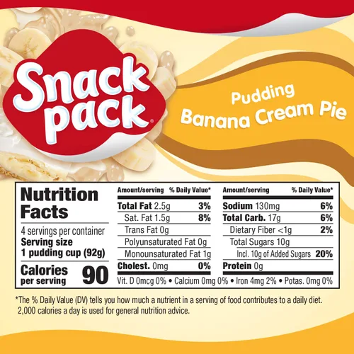 Miniatura 8 de Snack Pack Tazas de pudín con sabor a pastel de crema de plátano, 3.25 onzas, 4 unidades (paquete de 12)