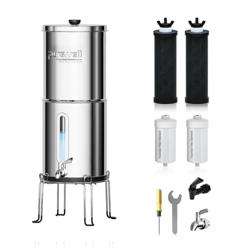 Miniatura 13 de Purewell Sistema de filtro de agua de gravedad portátil de 1.0 galones, sistema de encimera de ultrafiltración de 4 etapas de 0.01 μm con ventana