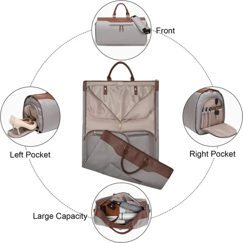 Miniatura 5 de Modoker Bolsas de ropa de mano para viajes, bolsa de lona convertible con correa para el hombro para hombres y mujeres, 2 en 1 para colgar maleta