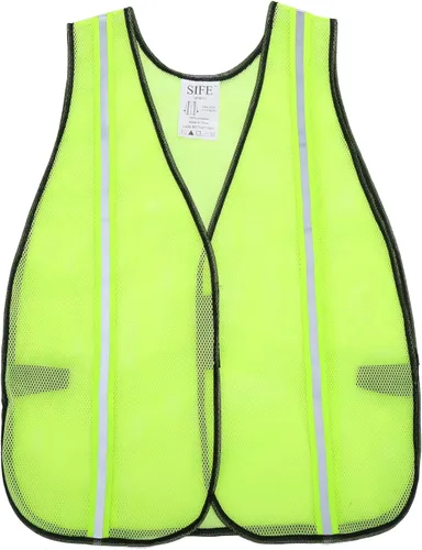 SIFE Chaleco de seguridad reflectante de alta visibilidad con tiras reflectantes de 1 pulgada, hecho de tela de malla transpirable y amarilla neón,