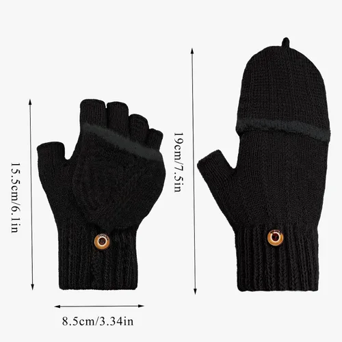 Miniatura 71 de Beurlike Guantes de invierno para mujer, de lana cálida, a prueba de viento, convertibles, sin dedos