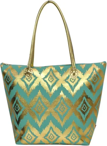 Miniatura 2 de ikat geométrico impresión ngil Gold Collection bolsa Bag, Verde, L