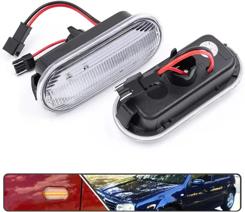 Miniatura 3 de 2 unids Full Amber Dynamic Sequential Blink LED Side Marker Light para Volkswagen Golf MK4 Jetta New Beetle Front Fender Luces de señal de giro