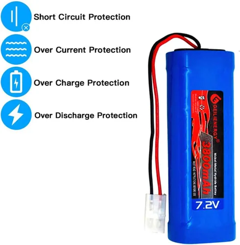 Miniatura 7 de Paquete de baterías OXWINOU de 7.2V 3800mAh, batería plana NiMH de alta capacidad, batería de repuesto para automóvil RC, camión RC, tanque