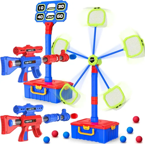 2 EN 1 Juegos de Disparo para Niños de 5, 6, 7, 8, 9, 10+ Años, Objetivo de Disparo en Movimiento y Objetivos Digitales Estacionarios con 2 Pistolas