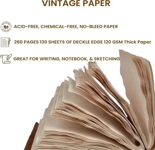 Miniatura 5 de LEATHER VILLAGE Diario encuadernado de cuero hecho a mano para mujeres - Verde "7"X5" (A7) Mediano 260 páginas en blanco de papel vintage