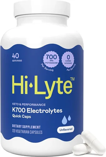 Hi-Lyte Keto & Performance K700 Electrolitos Sin Sabor Cápsulas Rápidas, 40 Porciones