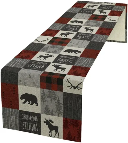 Miniatura 14 de Camino de mesa con diseño de patas de perro, lindo animal con estampado de patas de cachorro, decoración de fiesta de cumpleaños, casa de campo
