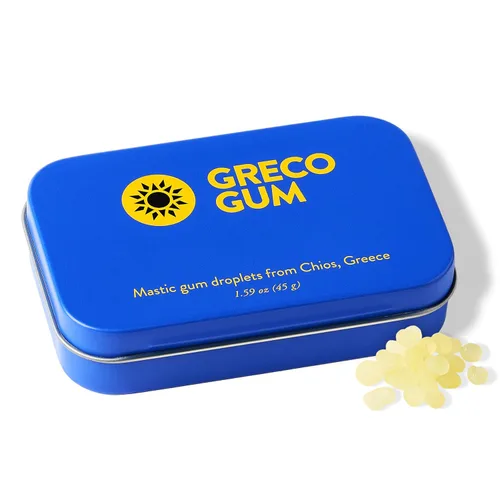 Greco Gum - Gotas de goma de mástique – Piezas pequeñas de chicle duro para entrenamiento de la mandíbula, apoyo digestivo, alivio de la hinchazón –