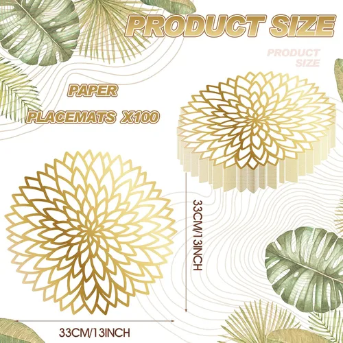 Miniatura 2 de Sinmoe Paquete de 100 manteles individuales desechables de papel a granel de 13 pulgadas, tapete para colocar platos para fiestas, para cenas