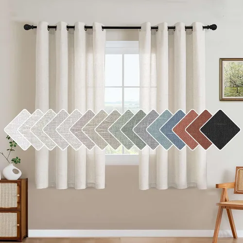 Miniatura 49 de H.VERSAILTEX Elegant - Cortinas texturizadas de lino natural mezclado con eficiencia energética, filtrado de luz, con ojales de níquel
