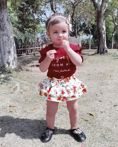 Miniatura 77 de Mioglrie Conjunto de ropa para bebé recién nacida, conjunto de pantalones cortos, conjunto floral de verano, ropa de bebé linda para niña