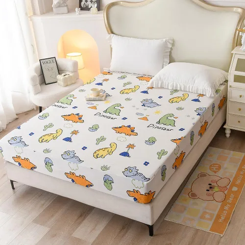 Miniatura 13 de Sábana bajera ajustable con bolsillo profundo para niños y niñas, cama individual, sábanas de tela gruesa con estampado de dinosaurios