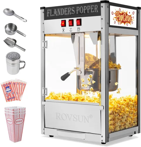 Miniatura 10 de Bonnlo Máquina de palomitas de maíz estilo cine con hervidor de 8 onzas que hace hasta 32 tazas, máquina de palomitas de maíz para encimera con Negro