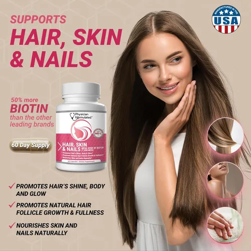 Miniatura 6 de Vitaminas para cabello, piel y uñas sanos creado por médicos para hombres y mujeres. 0.00026 oz. de biotina, aminoácidos, colágeno y ácido
