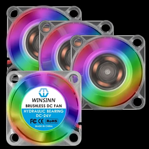 Miniatura 13 de WINSINN Ventilador USB RGB de 1.575 in de 5 V, impresora 3D colorida LED Micro 5 voltios ventiladores 4010 rodamiento hidráulico, refrigeración sin