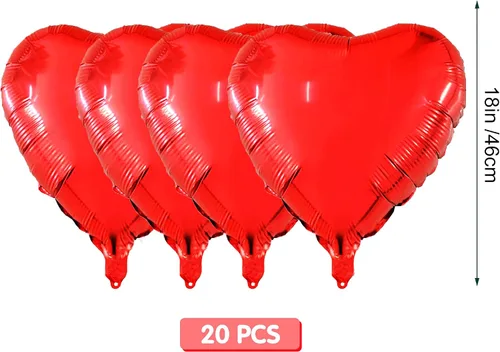 Miniatura 4 de 20 globos de corazón rosa y plateado de 18 pulgadas, globos de papel de aluminio de Mylar en forma de corazón, globos de aluminio metálico, globos