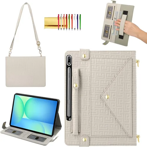 Miniatura 23 de Bolso Funda para Samsung Galaxy Tab S10 FE/S9 FE 10.9"/S9/S8/S7 11", Techcircle Folio con Soporte Cruzado, Billetera con Ranura para Lápiz S Pen