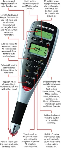 Miniatura 4 de Calculated Industries 6135 Scale Master Pro XE Advanced Digital Plan Medidor e Interfaz Cable para 6135, 15 pies