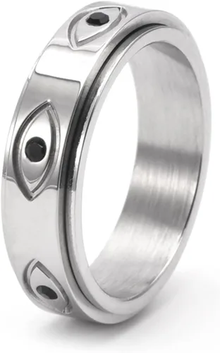 FUNTE Anillos de ansiedad de acero inoxidable de titanio para mujeres y niñas, anillos antiestrés para la ansiedad, anillos para el pulgar para