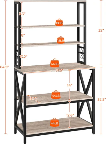 Miniatura 2 de Yaheetech Estante de Cocina para Panaderos de 6 Niveles, Mesa de Bar de Café de 31.5 Pulgadas, Gabinete de Soporte para Horno Microondas