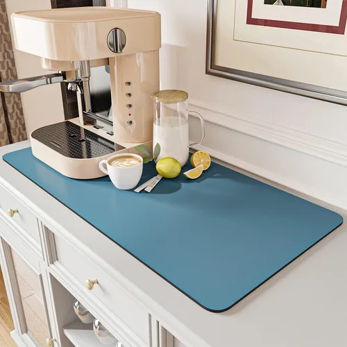 Miniatura 25 de AMOAMI Tapete de café absorbente con parte trasera de goma para secar platos para encimera de cocina, accesorios de bar para debajo de la cafetera
