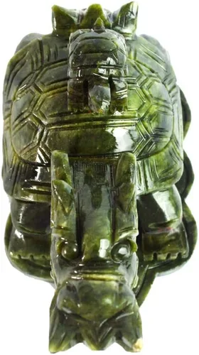 Miniatura 2 de LILOVE Feng Shui chino gran tortuga de dragón de jade verde para la riqueza estatua escultura figuritas