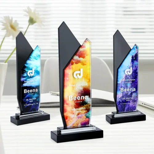 Miniatura 10 de Trofeos personalizados personalizados premio grabado Crystal Oscar Trofeo para empleados Estudiantes Empresa deportiva Reunión anual Alabanza Pastor
