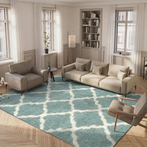 Miniatura 100 de Safavieh - Dallas Shag Collection SGD257A - Alfombra de área con diseño de enrejado de 10 x 14 pies
