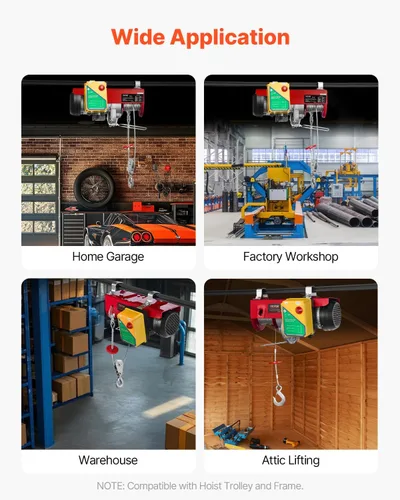 Miniatura 9 de VEVOR Polipasto eléctrico de 2200 libras con control remoto inalámbrico, polipasto eléctrico de 110 V con control remoto, altura de elevación de 40