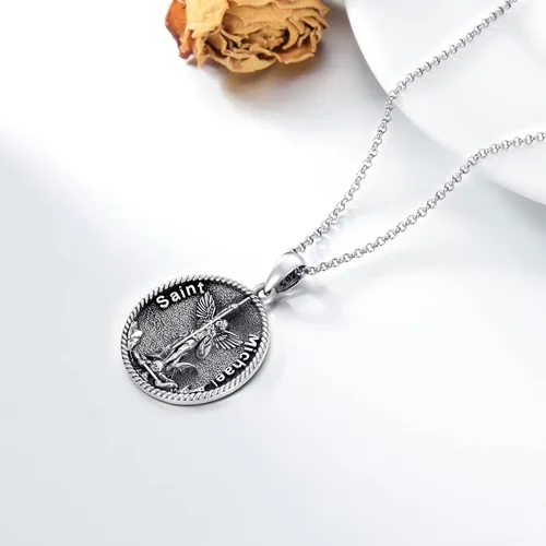 Miniatura 3 de 925 Sterling Silver Poseidon TridentBaphomet HornedValnkutSpartan WarriorSt MichaelChristopherGeorge Necklace The Archangel Protection Amulet